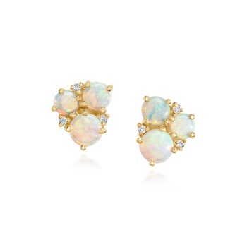 14K Yellow Gold Australian Opal/Diamond Earrings