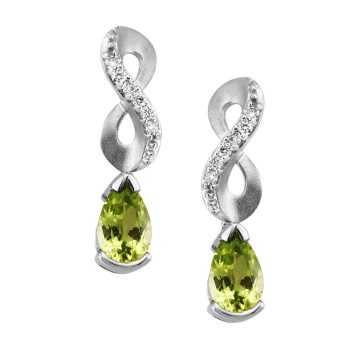 14K White Gold Peridot/Diamond Earrings