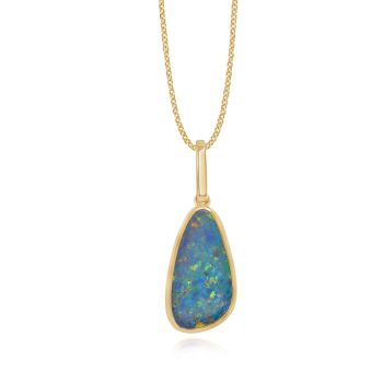 14K Yellow Gold Australian Opal Doublet Pendant