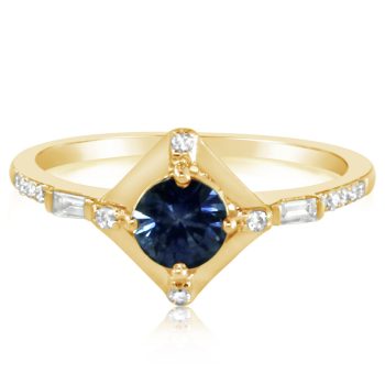 14K Yellow Gold Montana Sapphire/Diamond Ring