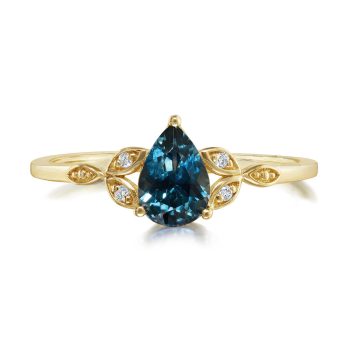14K Yellow Gold Montana Sapphire/Diamond Ring
