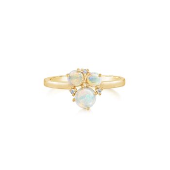 14K Yellow Gold Australian Opal/Diamond Ring