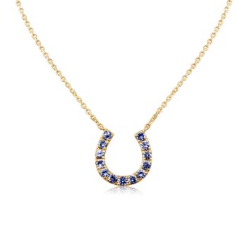 14K Yellow Gold Yogo Sapphire Horseshoe Neckpiece