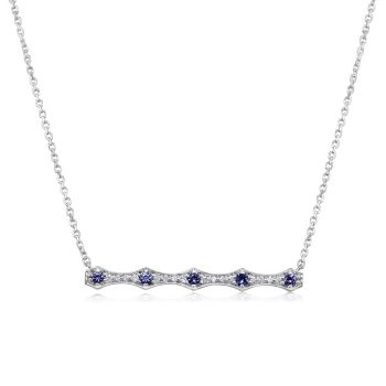 14K White Gold Yogo Sapphire/Diamond Neckpiece
