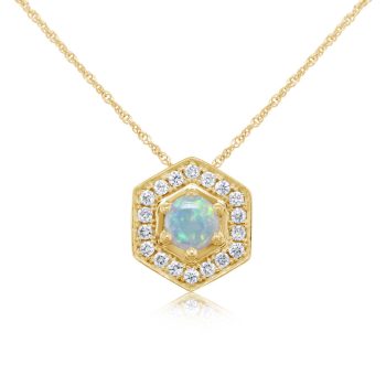 14K Yellow Gold Australian Opal/Diamond Pendant