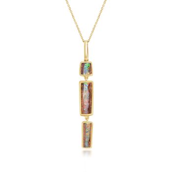 14K Yellow Gold Australian Bould Opal Pendant
