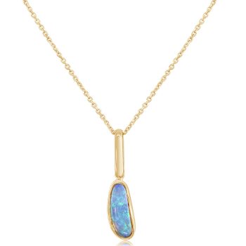 14K Yellow Gold Australian Opal Pendant