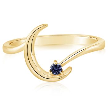 14K Yellow Gold Yogo Sapphire Moon Ring