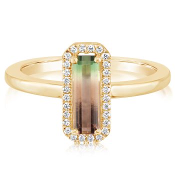 14K Yellow Gold Bi-Color Tourmaline/Diamond Ring