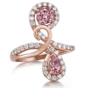 14K Rose Gold Lotus Garnet/Diamond Ring